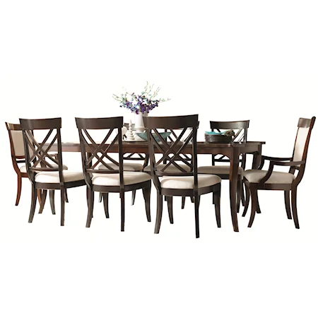 8 Person Dining Room Table and X Back Chair Set